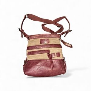 Sherpani Burgundy and Beige Crossbody Bag